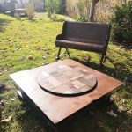 fauteuil a bascule et table patchwork madneom